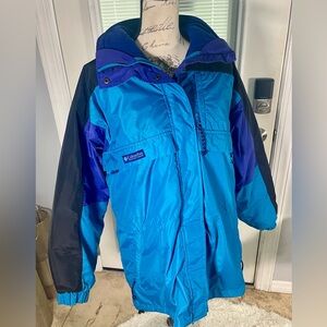 Women's L Vintage 90's Geometric COLUMBIA‎ Gizzmo 2-In-1 Ski Jacket Colorblock